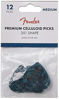 Picture of Fender 351 Shape Classic Medium Celluloid Picks, 12 Pack, Ocean Turquoise for electric guitar, acoustic guitar, mandolin, and bass