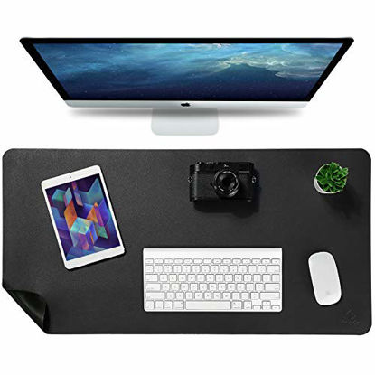Picture of Knodel Desk Pad, Office Desk Mat, 31.5" x 15.7" PU Leather Desk Blotter, Laptop Desk Mat, Waterproof Desk Writing Pad for Office and Home, Dual-Sided (Black)