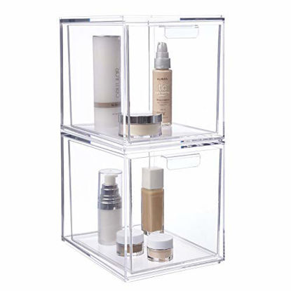 Picture of STORi Audrey Stackable Cosmetic Organizer Drawers 6-3/4" Tall | set of 2 Clear
