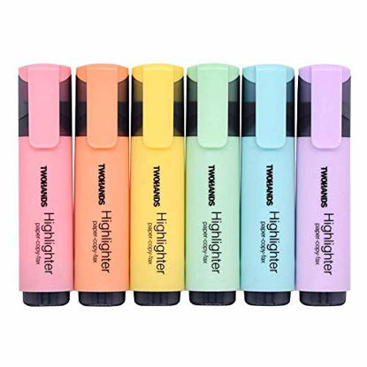 Picture of TWOHANDS Highlighter,Chisel Tip Marker Pen,6 Assorted Pastel Colors, for Adults & Kids,with Large Ink Reservoir for Extra Long Marking Performance 20079