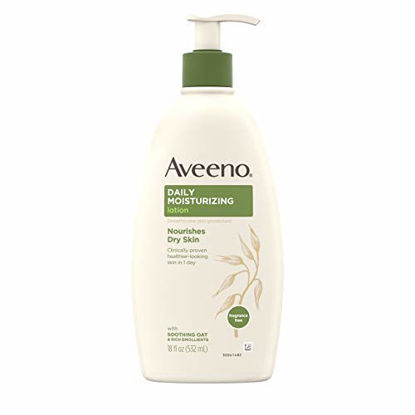 Picture of Aveeno Daily Moisturizing Body Lotion with Soothing Oat and Rich Emollients to Nourish Dry Skin, Gentle & Fragrance-Free Lotion is Non-Greasy & Non-Comedogenic, 18 Fl Oz