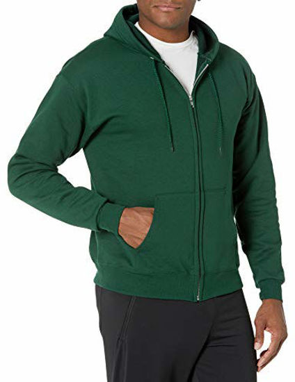 Picture of Hanes Men's Full-Zip Eco-Smart Fleece Hoodie, Deep Forest, Small