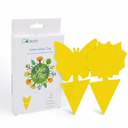 Picture of Garsum Sticky Trap,Fruit Fly and Gnat Trap Yellow Sticky Bug Traps for Indoor/Outdoor Use - Insect Catcher for White Flies,Mosquitos,Fungus Gnats,Flying Insects - Disposable Glue Trappers(24 pcs)