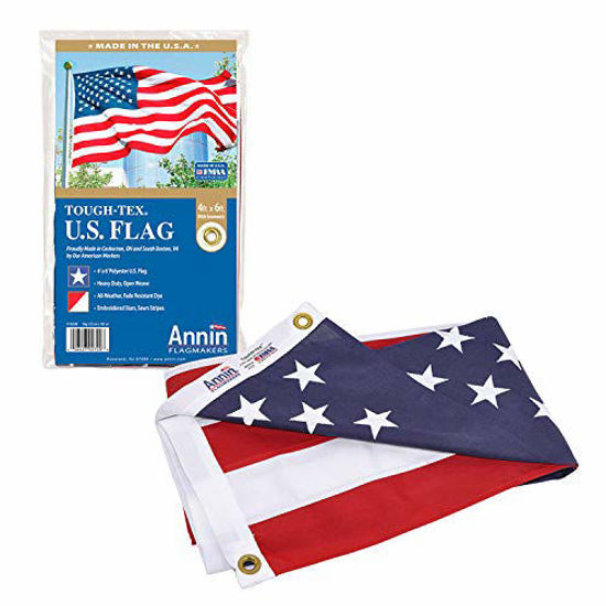 Picture of Annin Flagmakers 2720 American Flag Tough-Tex The Strongest, Longest Lasting, 4x6 ft, 100% Made in USA with Sewn Stripes, Embroidered Stars and Brass Grommets