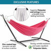 Picture of Vivere Double Polyester Hammock with 9ft Space Saving Steel Stand (450 lb Capacity - Premium Carry Bag Included) (Hot Pink)