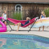 Picture of Vivere Double Polyester Hammock with 9ft Space Saving Steel Stand (450 lb Capacity - Premium Carry Bag Included) (Hot Pink)