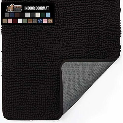 Picture of Gorilla Grip Original Indoor Durable Chenille Doormat, 24x17, Absorbent Machine Washable Inside Mats, Low-Profile Rug Doormats for Entry, Mud Room Mat, Back Door, High Traffic Areas, Black