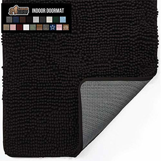 Picture of Gorilla Grip Original Indoor Durable Chenille Doormat, 24x17, Absorbent Machine Washable Inside Mats, Low-Profile Rug Doormats for Entry, Mud Room Mat, Back Door, High Traffic Areas, Black