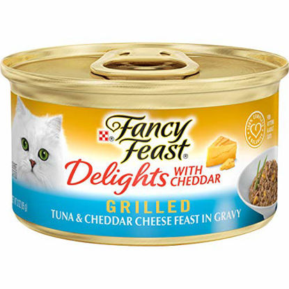 Picture of Purina Fancy Feast Grilled Gravy Wet Cat Food, Delights Grilled Tuna & Cheddar Cheese Feast - (24) 3 oz. Cans