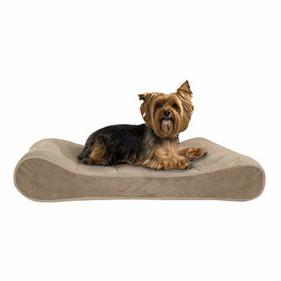 Picture of Furhaven Pet Dog Bed - Orthopedic Micro Velvet Ergonomic Luxe Lounger Cradle Mattress Contour Pet Bed with Removable Cover for Dogs and Cats, Clay, Medium