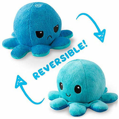 Picture of The Original Reversible Octopus Plushie | TeeTurtles Patented Design | Light Blue and Dark Blue | Show your mood without saying a word!