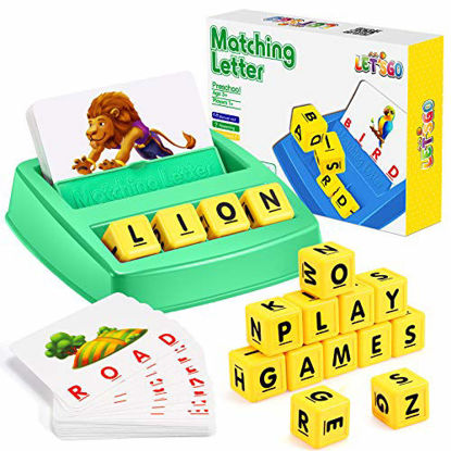 Picture of Toys for 3-8 Year Olds Boys Girls, Matching Letter Game Educational Games for Kids Ages 3-8 Stocking Stuffer Gifts for 3-8 Year Old Boys Girls Preschool Kindergarten Educational Spelling Toys Green