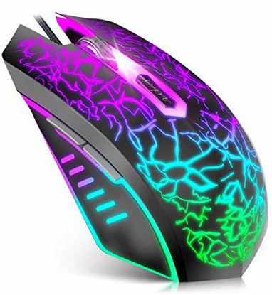 Picture of VersionTECH. Wired Gaming Mouse, Ergonomic USB Optical Mouse Mice with Chroma RGB Backlit, 1200 to 3600 DPI for Laptop PC Computer Games & Work -Black