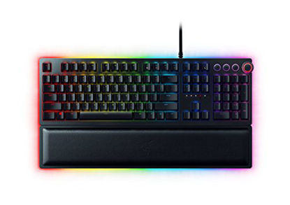 Picture of Razer Huntsman Elite Gaming Keyboard: Fastest Keyboard Switches Ever - Clicky Optical Switches - Chroma RGB Lighting - Magnetic Plush Wrist Rest - Dedicated Media Keys & Dial - Classic Black