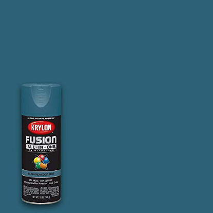 Picture of Krylon K02792007 Fusion All-In-One Spray Paint for Indoor/Outdoor Use, Satin Peacock Blue