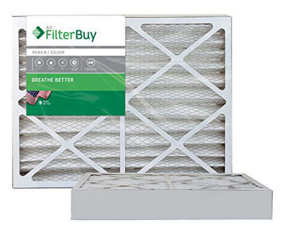 Picture of FilterBuy 20x25x4 MERV 8 Pleated AC Furnace Air Filter, (Pack of 2 Filters), Actual size 19 3/8" x 24 3/8" x 3 5/8", 20x25x4 - Silver