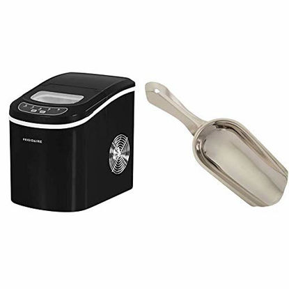 Picture of Frigidaire EFIC101-BLACK Portable Compact Maker, 26 lb per Day, Ice Making Machine, Black & Winco Stainless Steel 4 Ounce Ice Scoop, Medium