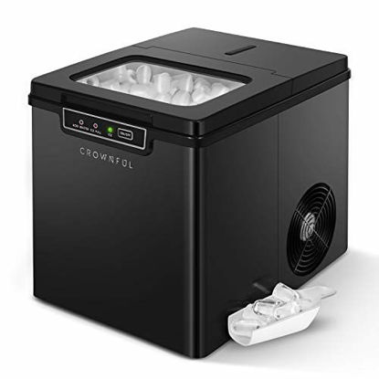 Picture of Crownful Ice Maker Countertop Machine, 9 Ice Cubes Ready in 8-10 Minutes, 26lbs Bullet Ice Cubes in 24H, Electric Ice Maker with Scoop and Basket - Black