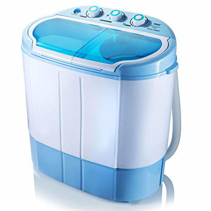 Picture of Upgraded Version Pyle Portable Washer & Spin Dryer, Mini Washing Machine, Twin Tubs, Spin Cycle w/ Hose, 11lbs. Capacity, 110V - Ideal For Compact Laundry