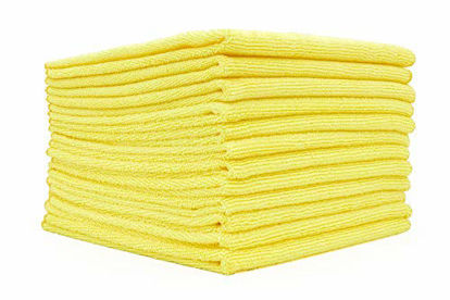 Picture of The Rag Company (12-Pack) 16 in. x 16 in. Commercial Grade All-Purpose Microfiber Highly Absorbent, LINT-Free, Streak-Free Cleaning Towels (Yellow)