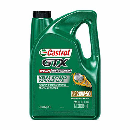 Picture of Castrol - 1597C3-3PK 03112 GTX High Mileage 20W-50 Synthetic Blend Motor Oil, 5 Quart, 3 Pack