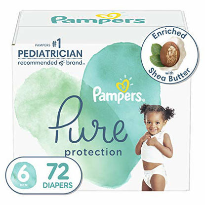 Picture of Diapers Size 6, 72 Count - Pampers Pure Protection Disposable Baby Diapers, Hypoallergenic and Unscented Protection, Enormous Pack