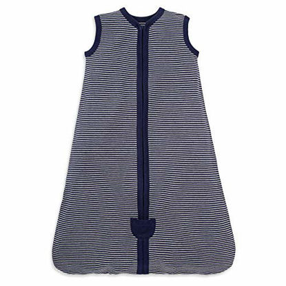 Picture of Burt's Bees Baby Baby Beekeeper Wearable Blanket, 100% Organic Cotton, Swaddle Transition Sleeping Bag, Midnight Stripe, Large