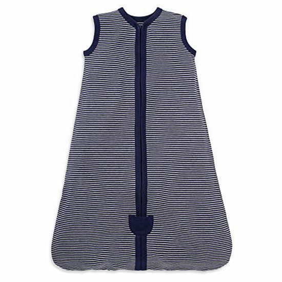 Picture of Burt's Bees Baby Baby Beekeeper Wearable Blanket, 100% Organic Cotton, Swaddle Transition Sleeping Bag, Midnight Stripe, Large
