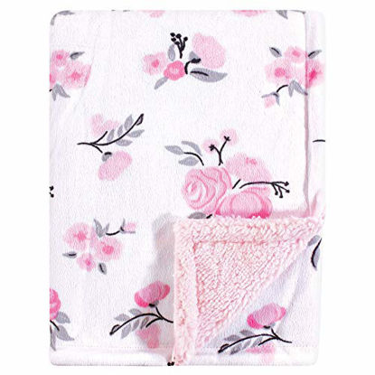 Picture of Hudson Baby Unisex Baby Plush Blanket with Sherpa Back, Pink Floral, One Size