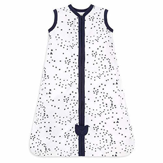 Picture of Burt's Bees Baby Baby Beekeeper Wearable Blanket, 100% Organic Cotton, Swaddle Transition Sleeping Bag, Twinkle Bee Midnight, Medium