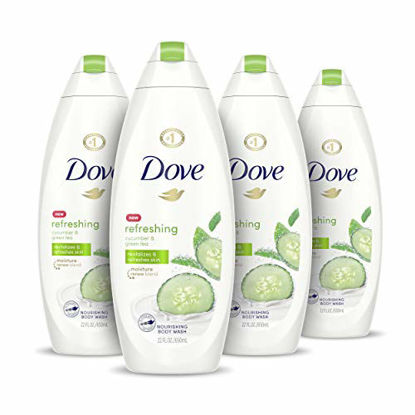 Picture of Dove go fresh Refreshing Body Wash Revitalizes and Refreshes Skin Cucumber and Green Tea Effectively Washes Away Bacteria While Nourishing Your Skin 22 oz, 4 Count