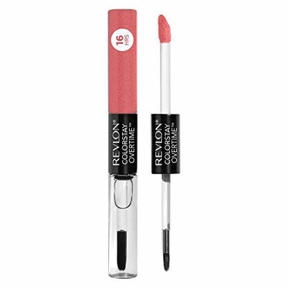 Picture of Revlon ColorStay Overtime Lipcolor, Dual Ended Longwearing Liquid Lipstick with Clear Lip Gloss, with Vitamin E in Red / Coral, Perennial Peach (430), 0.07 oz