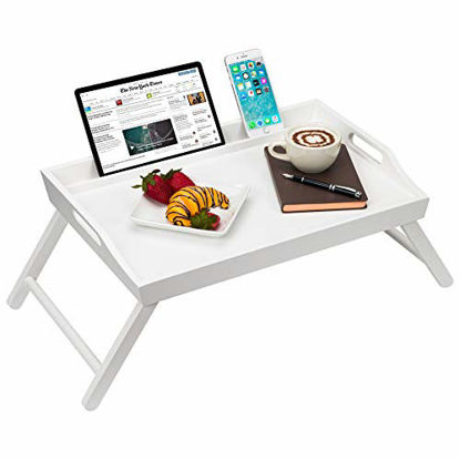 Picture of Rossie Home Media Bed Tray with Phone Holder - Fits up to 17.3 Inch Laptops and Most Tablets - Soft White - Style No. 78104