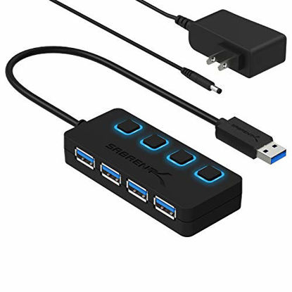 Picture of Sabrent 4-Port USB 3.0 Hub with Individual LED Lit Power Switches, Includes 5V/2.5A Power Adapter (HB-UMP3)