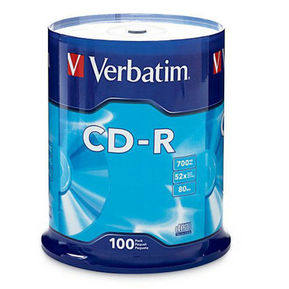 Picture of Verbatim CD-R 700MB 80 Minute 52x Recordable Disc for Data and Music - 100 Pack Spindle (FFP)