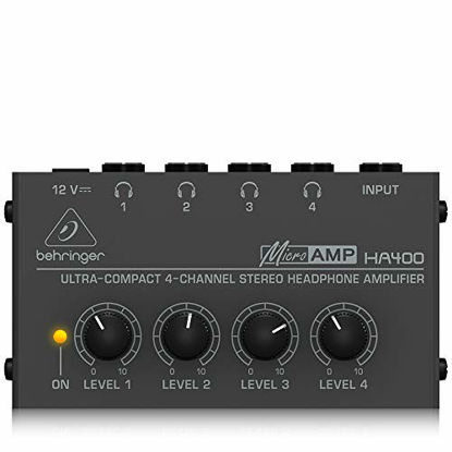 Picture of Behringer Microamp HA400 Ultra-Compact 4-Channel Stereo Headphone Amplifier,Silver