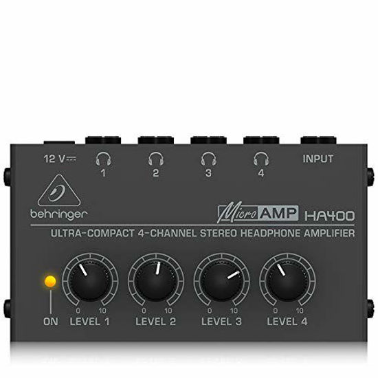 Picture of Behringer Microamp HA400 Ultra-Compact 4-Channel Stereo Headphone Amplifier,Silver
