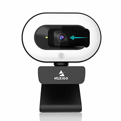 Picture of 2021 NexiGo StreamCam N930E, 1080P Webcam with Ring Light and Privacy Cover, Auto-Focus, Plug and Play, Web Camera for Online Learning, Zoom Meeting Skype Teams, PC Mac Laptop Desktop Computer