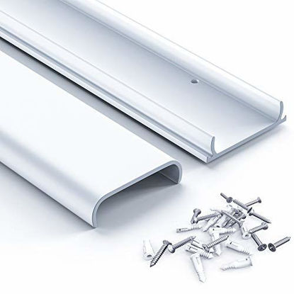 Picture of Upgraded TV Cable Hider, 62.8in Cord Cover for Wall Mounted TV, Paintable Cable Concealer Raceway Kit, Cuttable Cable Cover, Pre-Drilled Wire Cover Channel, 4X L15.7in W2.36in H0.75in, CC07 White