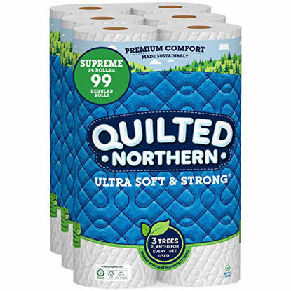Picture of Quilted Northern Ultra Soft and Strong Earth-Friendly Toilet Paper, 24 Supreme Rolls = 99 Regular Rolls, 340 2-Ply Sheets Per Roll (Packaging May Vary)