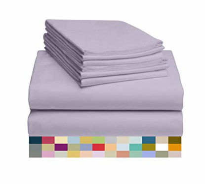 Picture of LuxClub 6 PC Sheet Set Bamboo Sheets Deep Pockets 18" Eco Friendly Wrinkle Free Sheets Machine Washable Hotel Bedding Silky Soft - Lavender King