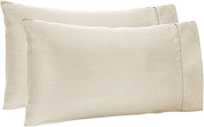 Picture of Amazon Basics Lightweight Super Soft Easy Care Microfiber Pillowcases - 2-Pack, Standard, Beige
