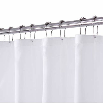 Picture of N&Y HOME White Fabric Shower Curtain or Liner, Washable, 71x72 inch Hotel Style for Bathroom