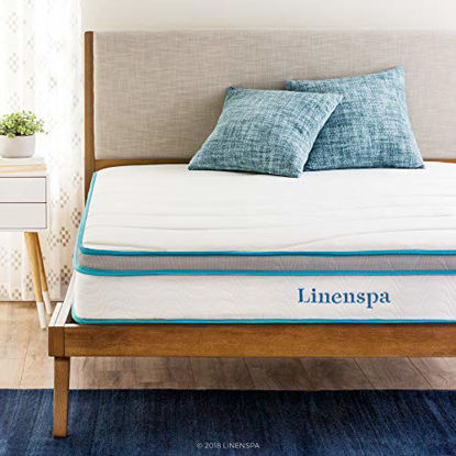 Picture of Linenspa 8 Inch Memory Foam and Innerspring Hybrid Medium-Firm Feel-Queen Mattress, White