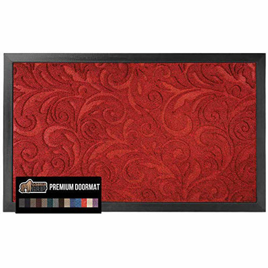 Picture of Gorilla Grip Original Durable Natural Rubber Door Mat, 29x17, Heavy Duty Doormat, Indoor Outdoor, Waterproof, Easy Clean, Low-Profile Autumn Mats for Entry and High Traffic Areas, Red Vintage Wine