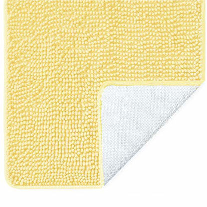 Picture of Gorilla Grip Original Luxury Chenille Bathroom Rug Mat, 48x24, Extra Soft and Absorbent Shaggy Rugs, Machine Wash and Dry, Perfect Plush Carpet Mats for Tub, Shower, and Bath Room, Yellow