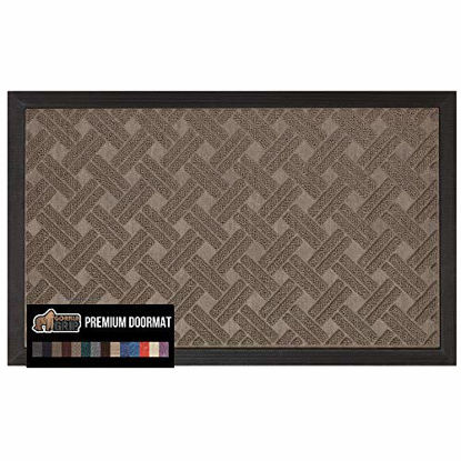 Picture of Gorilla Grip Original Durable Natural Rubber Door Mat, 47x35 Heavy Duty Doormat for Indoor Outdoor, Waterproof Easy Clean, Low-Profile Rug Mats for Entry, Patio, High Traffic Areas, Taupe Basket Weave