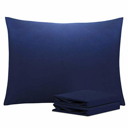 Picture of NTBAY Standard Pillowcases Set of 2, 100% Brushed Microfiber, Soft and Cozy, Wrinkle, Fade, Stain Resistant with Envelope Closure, 20 x 26 Inches, Navy Blue