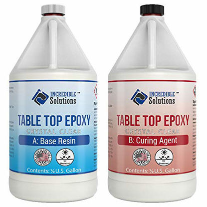 Picture of Table Top & Bar Top Epoxy Resin, Ultra Clear UV Resistant Finish, 1-Gallon Kit, Self Leveling, Perfect for DIY Epoxy Counter Tops, Tabletops & Bars (Table Top)