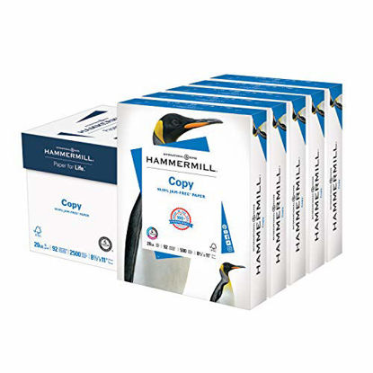 Picture of Hammermill Printer Paper, 20 lb Copy Paper, 8.5 x 11 - 5 Ream (2,500 Sheets) - 92 Bright, Made in the USA